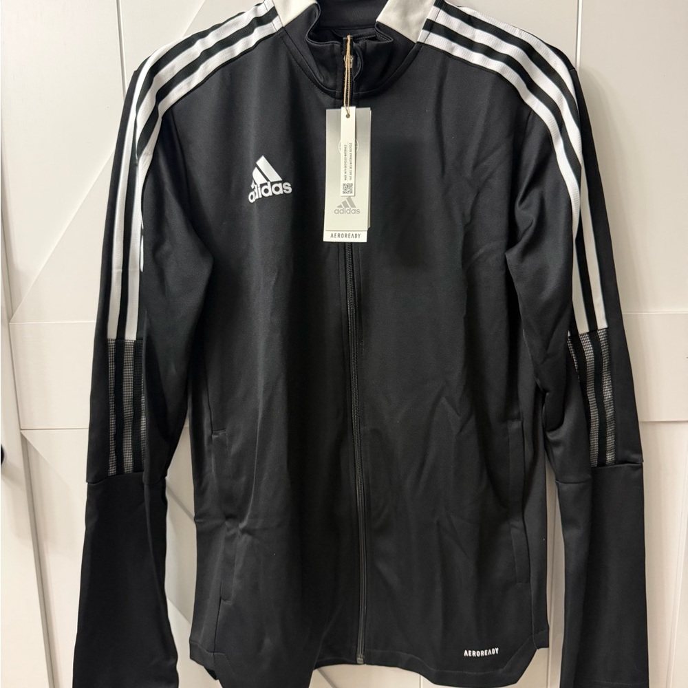 Adidas Black and White Tiro 21 Soccer Trainer Jacket